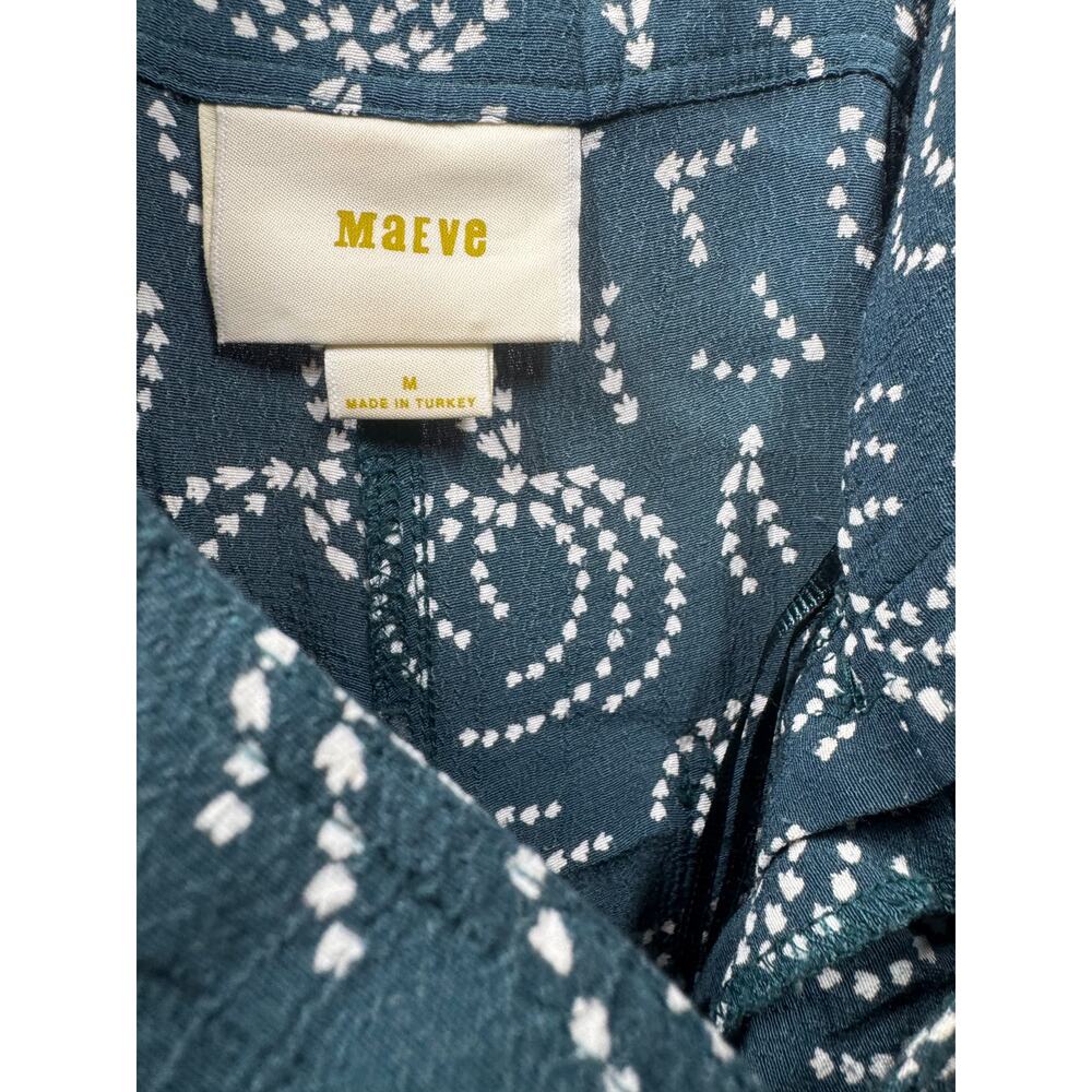 Maeve Tidal Cropped Overall Teal Blue White Sz M Arrow - Picture 3 of 4